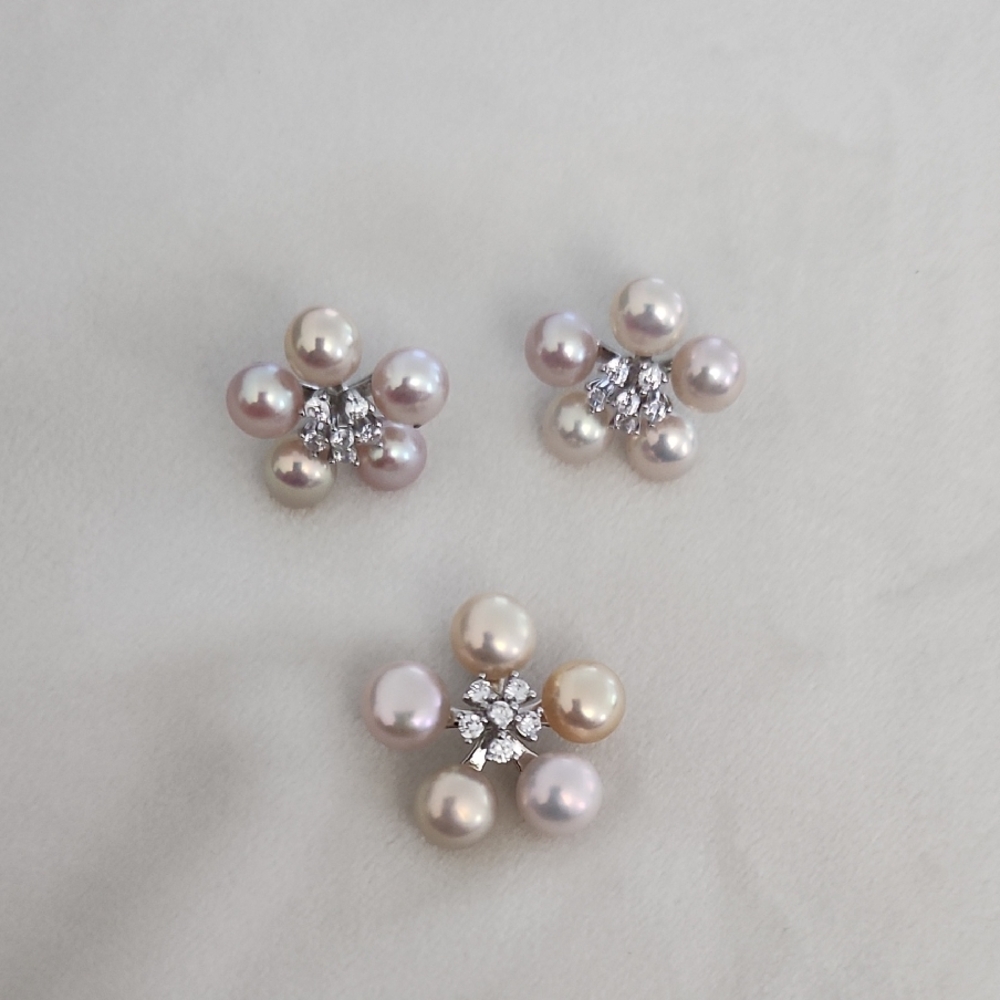 Real Pearl Cotton Pink Flower Set